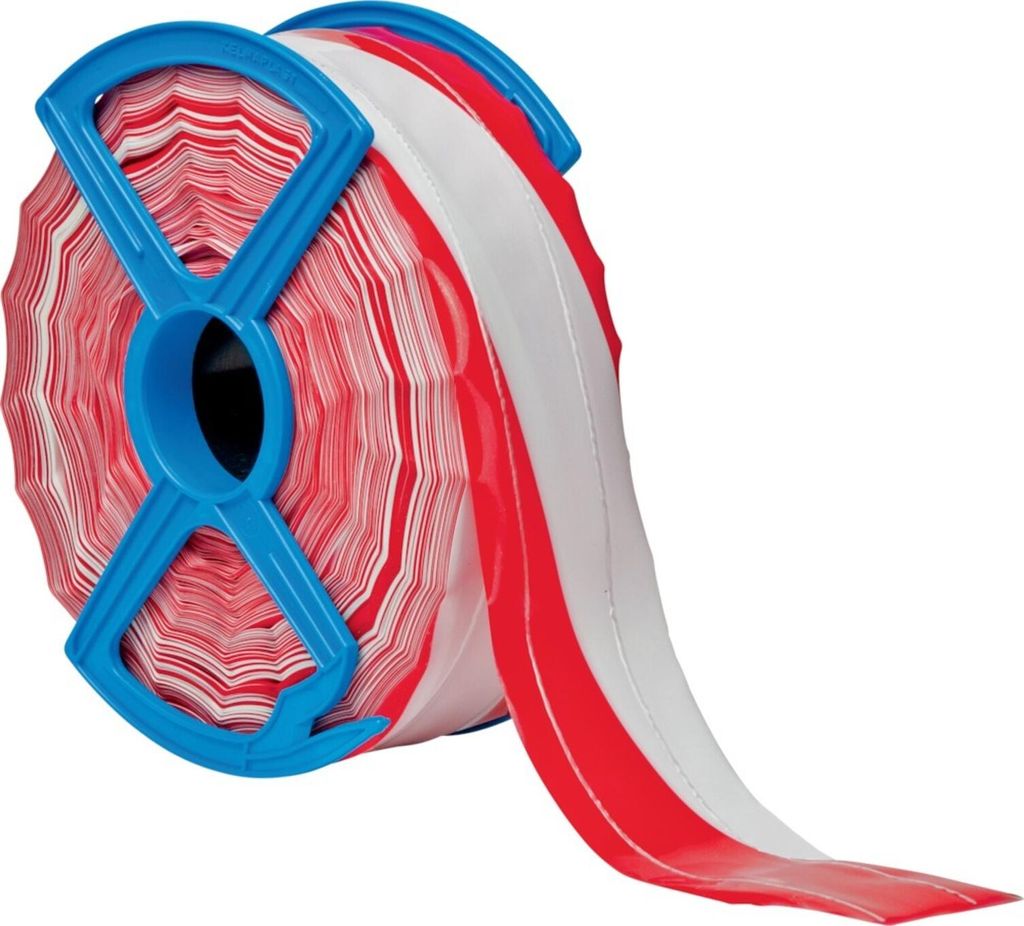 Absperrband 250 m-Rolle rot/weiß schraffiert