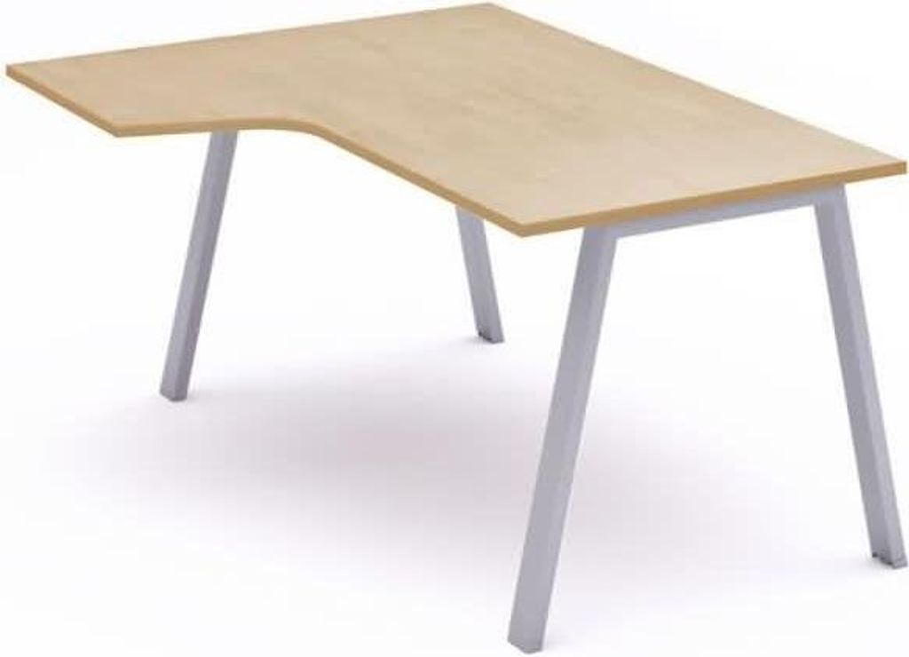 Schreibtisch Blanca L-Form links BxTxH 160x120x73cm Gestell grau Platte Melamin buche