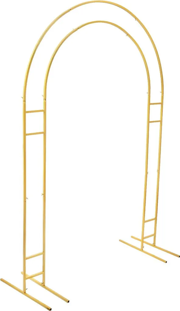 Arche décorative en métal or 220 cm avec pied stable pour extérieur