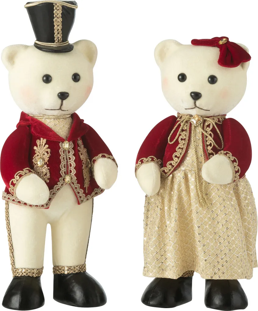 Ours en mousse J-Line rouge et doré pailleté collection de Noël