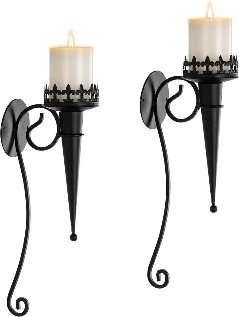 2 Portacandele Parete Nero 43cm Matrimonio | Arredo Casa Elegante