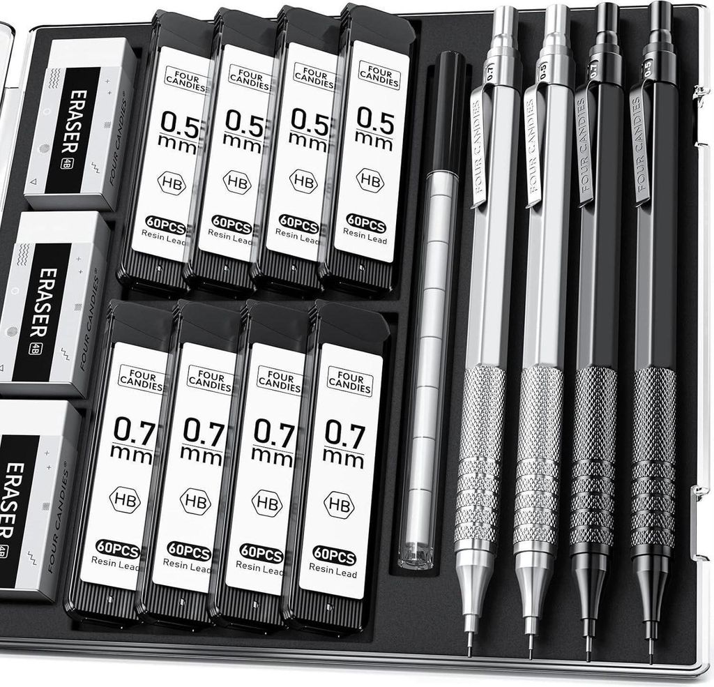 Metall-Druckbleistift-Set 0,5 mm 0,7 mm 480 HB Minen 3 Produktbild 