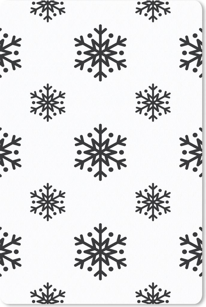 MuchoWow Mauspad Mousepad Schneeflocke - Winter - Schwarz - Weiß - Muster 18x27 cm - Mousepads - Maus Mat - Pad - Mausunterlage