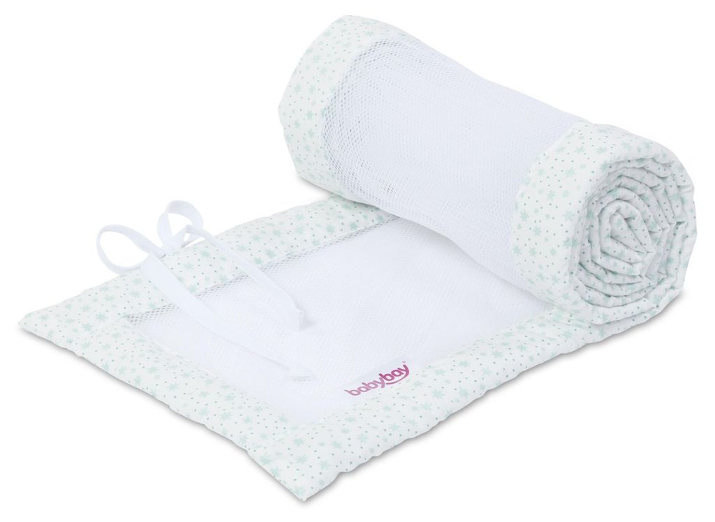 babybay Nestchen Mesh passend für Modell Boxspring XXL, weiß Glitzersterne mint