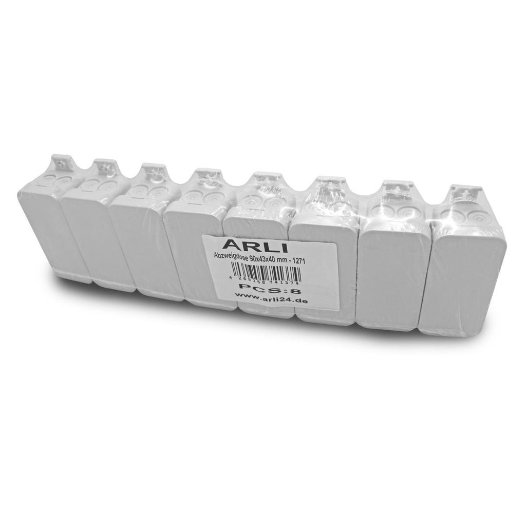 8x ARLI Abzweigdose 90x43x40 mm IP55 Feuchtraumdose Aufputz Produktbild 