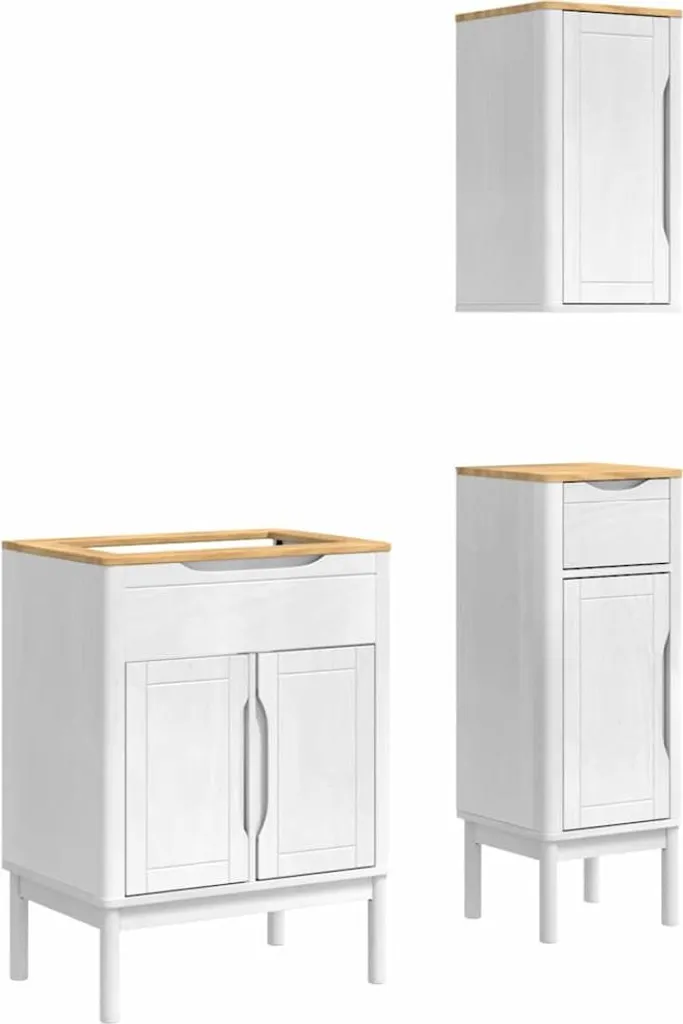 Aménagement salle de bain FLORO blanc 3 pièces pour petit espace pin