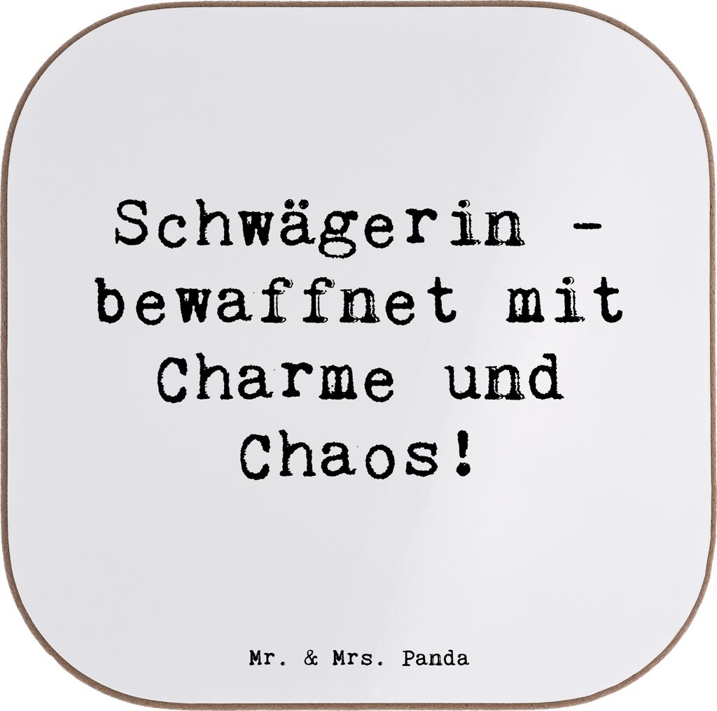 Mr. & Mrs. Panda PErsonalisierte Bierdeckel Schwägerin Charmant Chaos - Weiß - Geschenk, untersetzer personalisiert, handgemacht, Handarbeit, Fam...