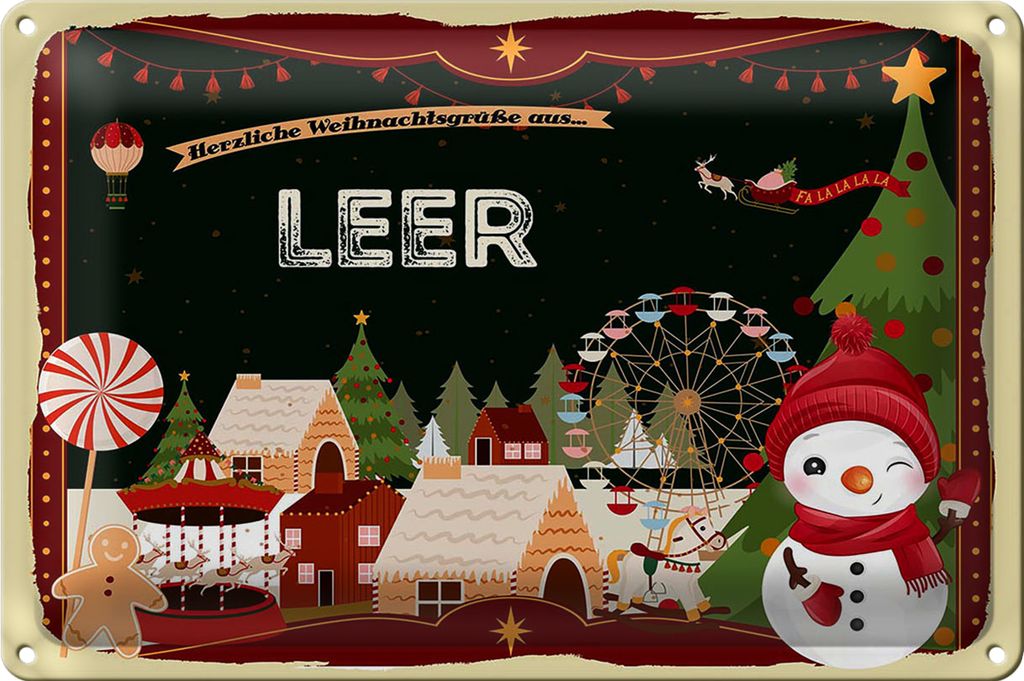 Blechschild Weihnachten Grüße LEER FEST 30x20cm