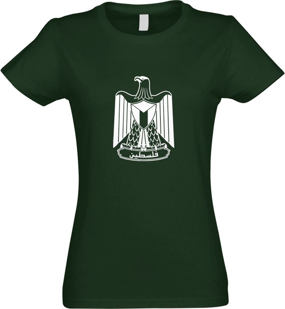 Kiwistar - T-Shirt tailliert - Damen - flaschengrün - Palästina Wappen - mit Motiv Bedruckt - Funshirt Design - Sport - Freizeit - Damen - M