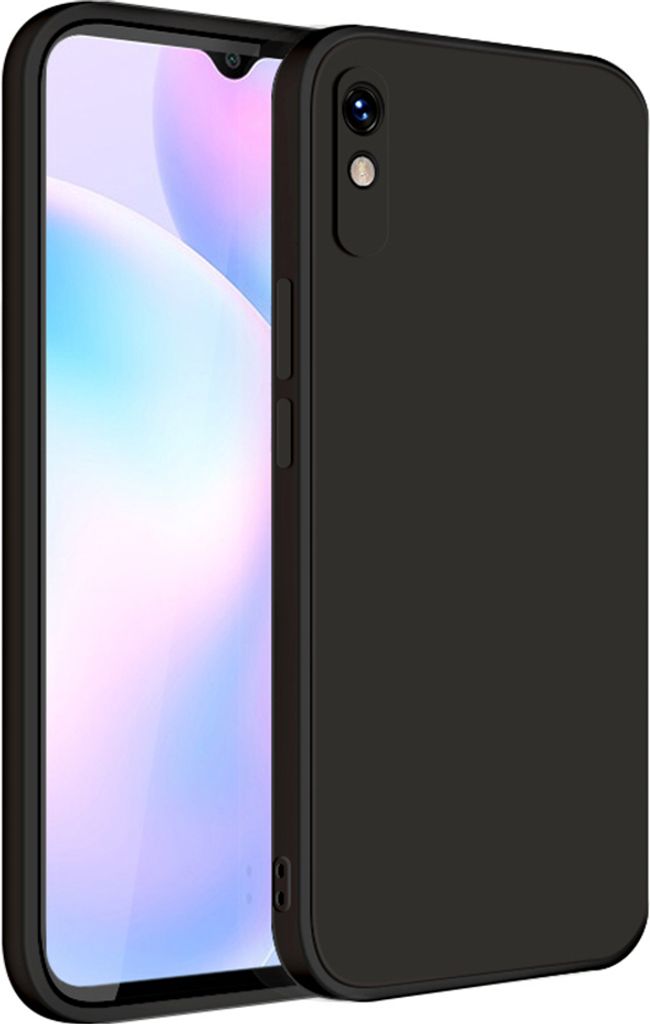 Redmi 9A Hülle, LaimTop Slim Liquid Silikon Gel Gummi Schutzhülle für Xiaomi Redmi 9A Schwarz