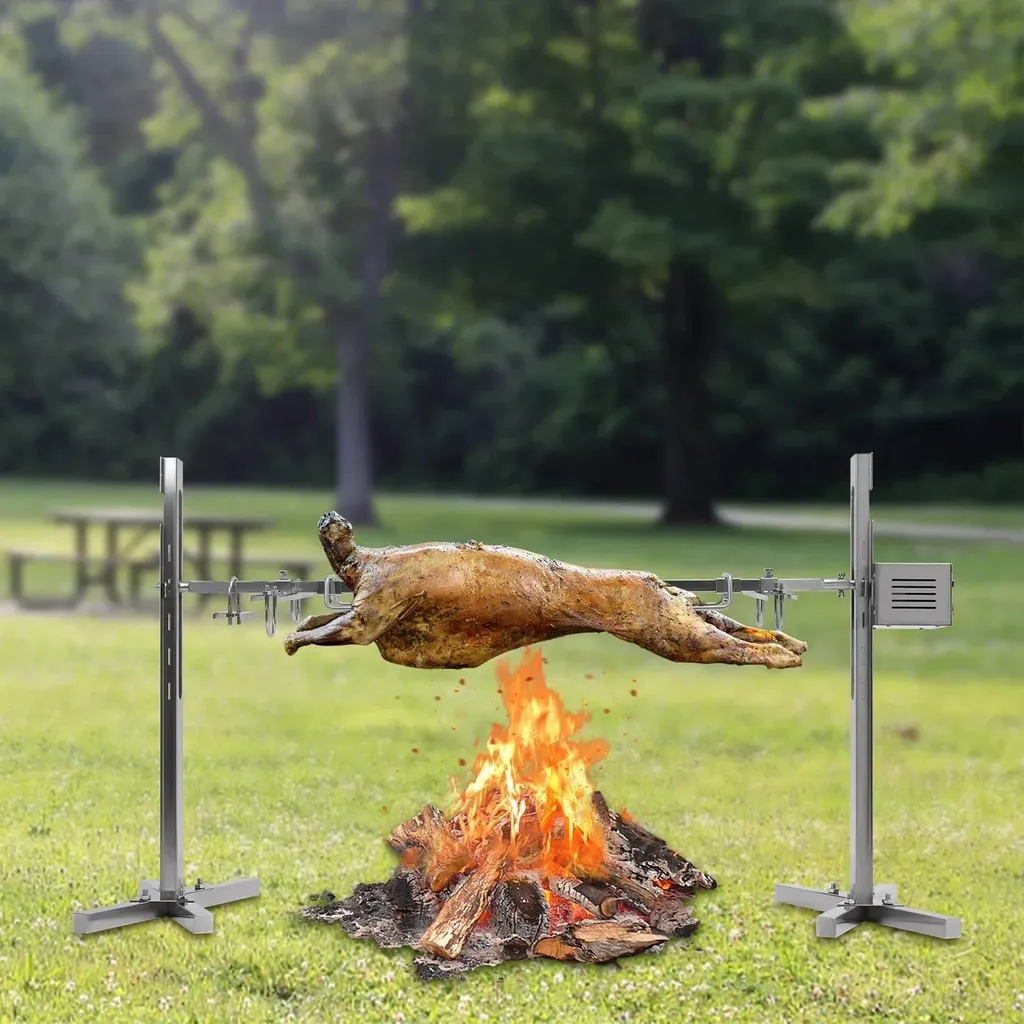 Tournebroche méchoui inox 40kg - Gril cochon de lait 220V réglable