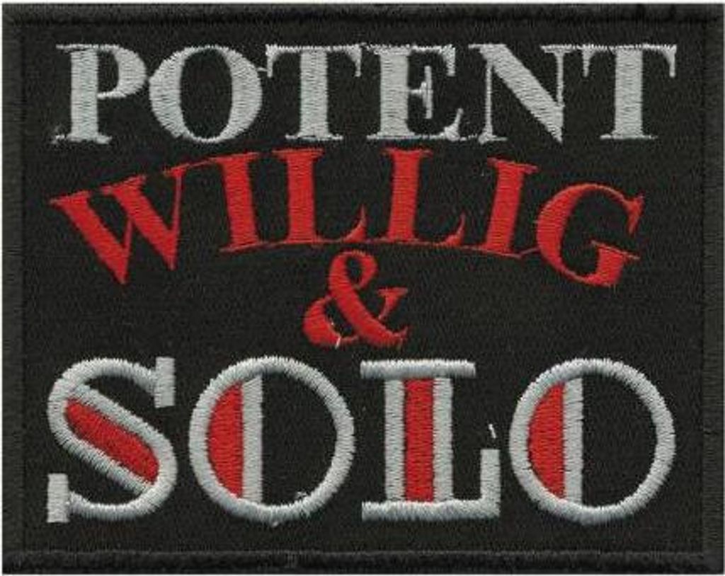 Aufnäher - Potent, Willig und Solo - 04429 - Gr. ca. 9,5 x 7,5 cm - Patches Stick Applikation