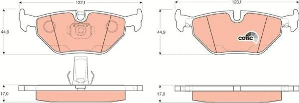 Plaquettes de frein arrière TRW GDB1265 pour entretien BMW E39 OE