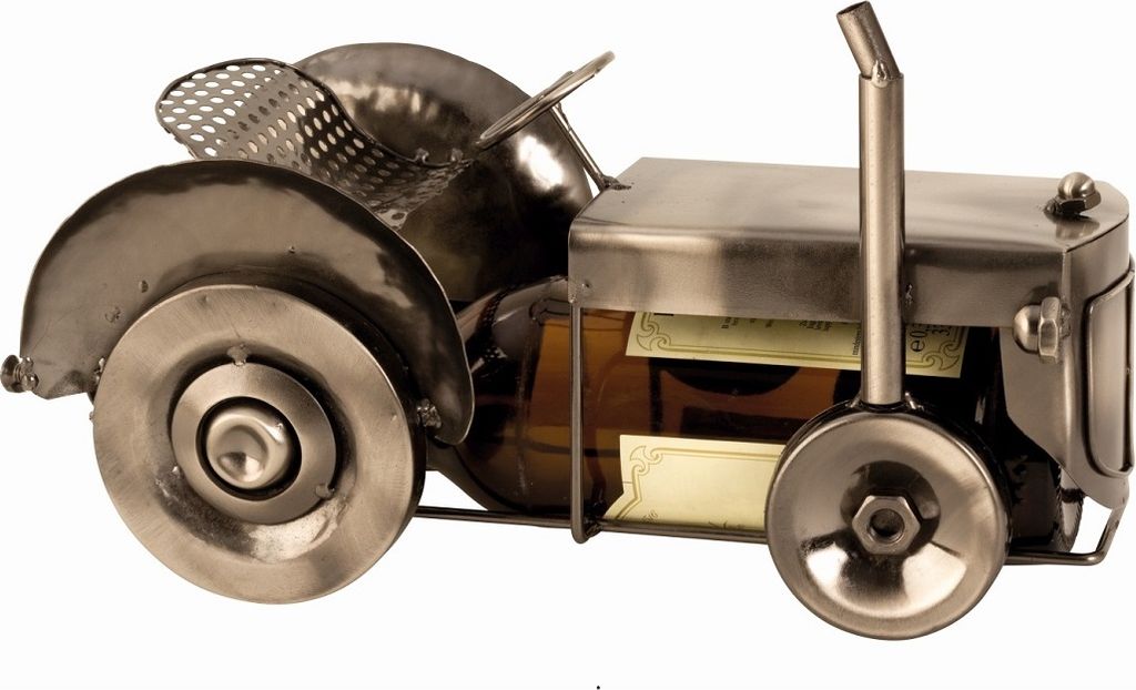 Flaschenhalter Traktor aus Metall für Bierflasche Produktbild 