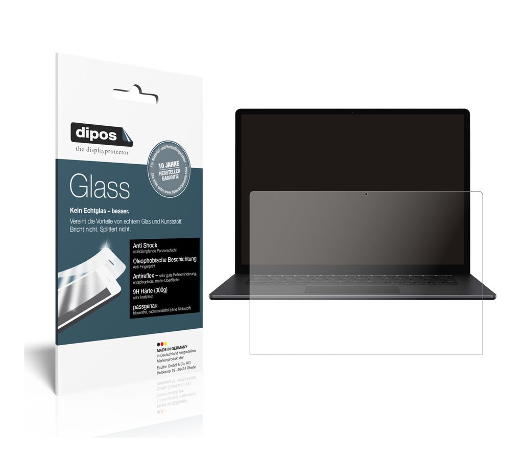 1x Schutzfolie für Microsoft Surface 4 13.5 Zoll matt - Anti-Shock 9H Folie dipos Glass Kunststoffglas