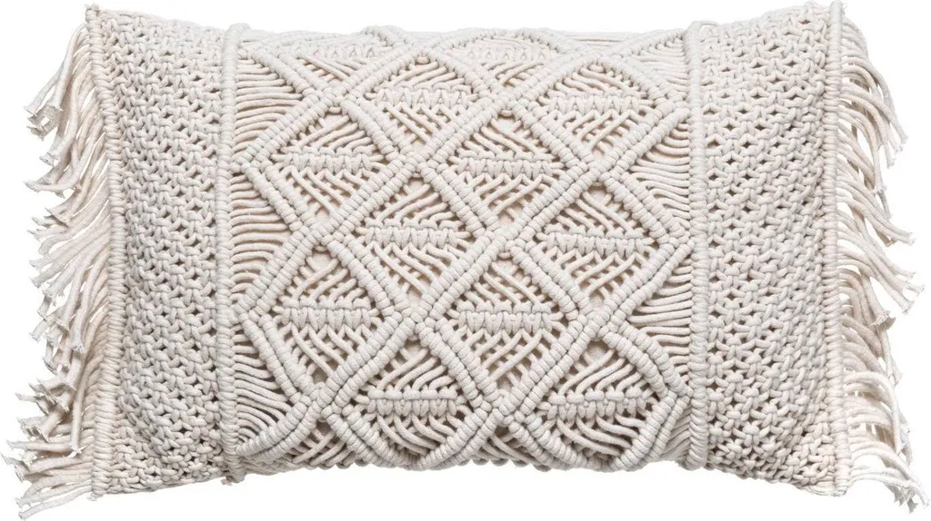 Cuscino Macramè Atmosphera 30x50 cm Avorio | Arredo Boho Chic Online
