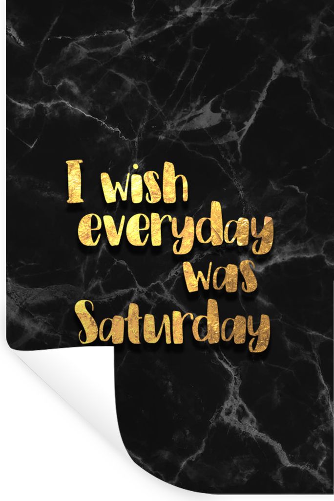 MuchoWow Wandtattoo Wandsticker Wandaufkleber Zitat - Wochenende - Gold - Marmor 20x30 cm Selbstklebend und Repositionierbar - Sticker - Dekorfolie