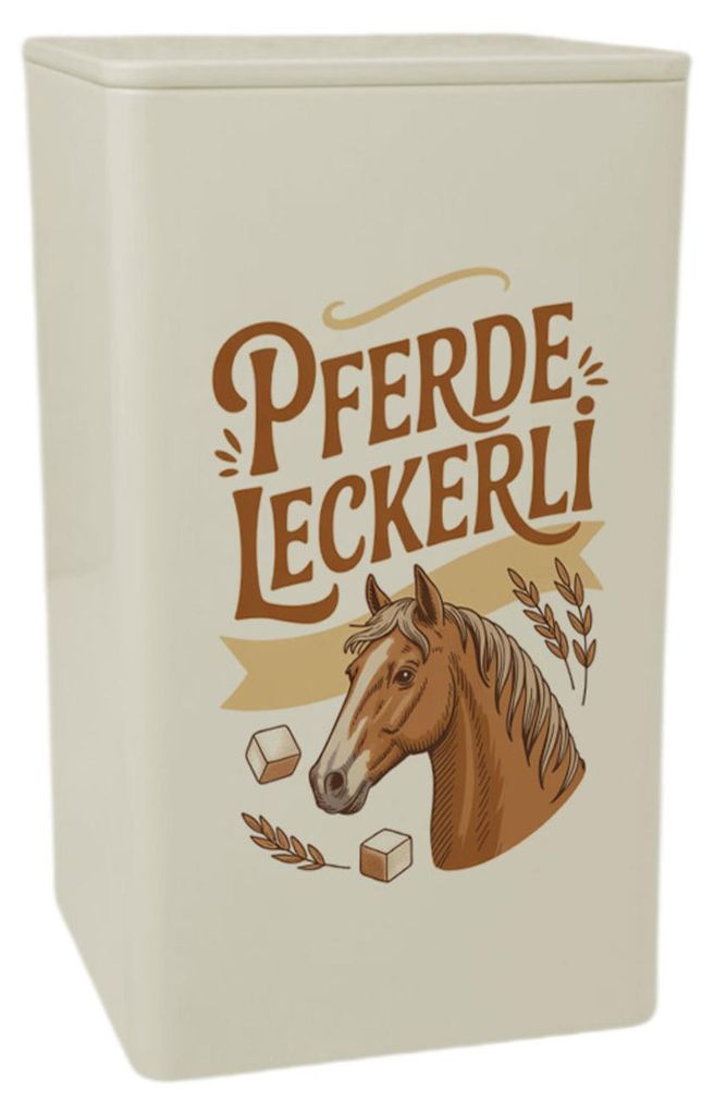 Pferde Leckerli Dose 900ml mit Pferdekopf Vintage-Illustration