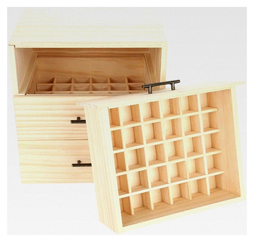 Ätherisches Öl Organizer, 90 Fächer Aufbewahrungsbox für ätherische Öle, Holz Organizer für Aromatherapie und Duftöle, für Reisen und Aufb...