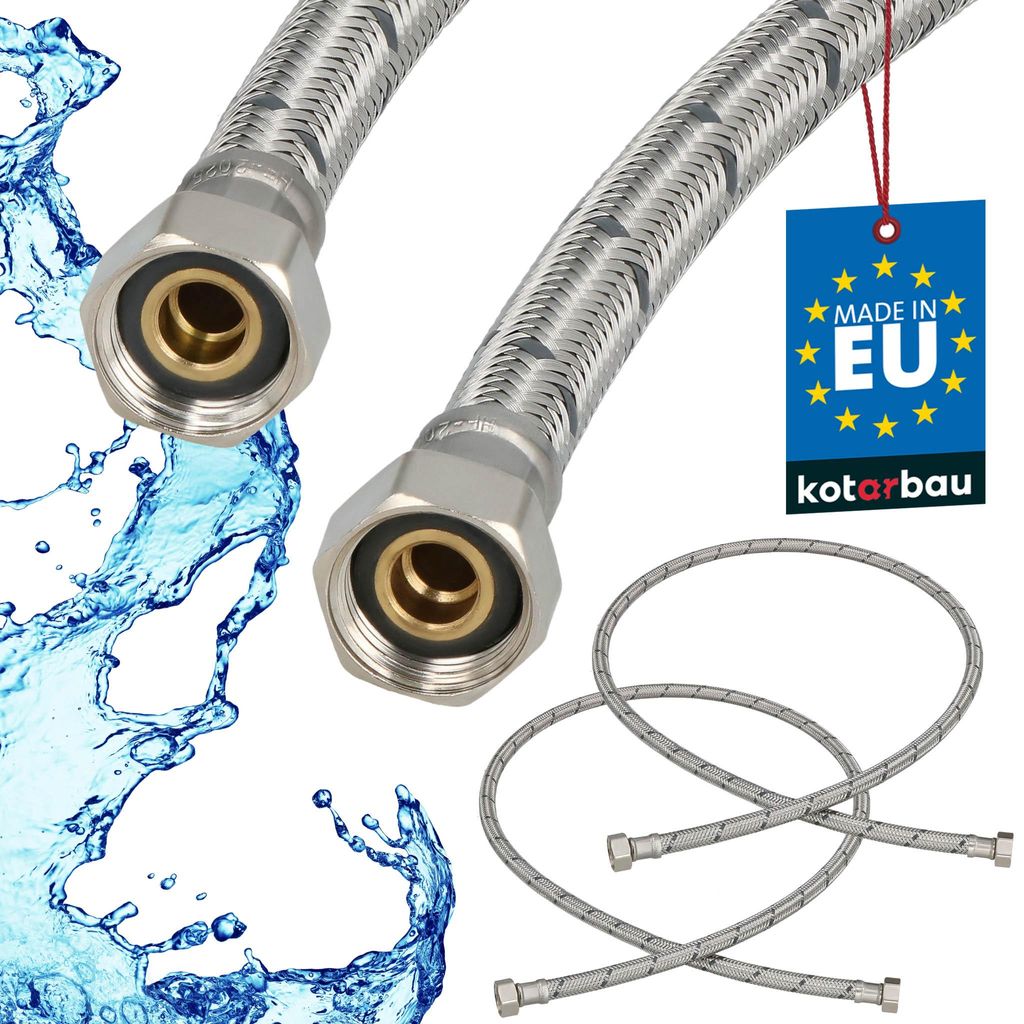 KOTARBAU 2er Set Flexschlauch 3/8 Zoll Wasserschlauch 120cm Panzerschlauch 3/8“x3/8“ Anschlussschlauch Armatur Schlauch Wasserhahn Edelstahlu...