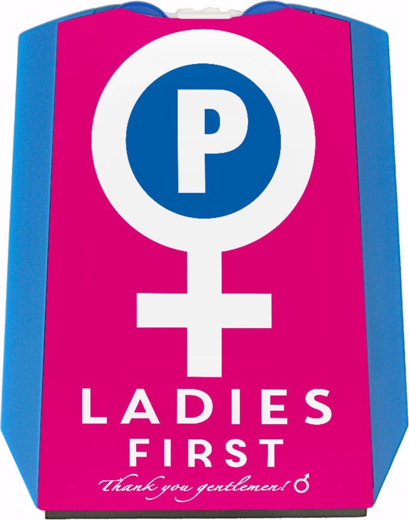 Venussymbol Ladies First Parkscheibe in Rosa-Weiß mit 2 Einkaufswagenchips