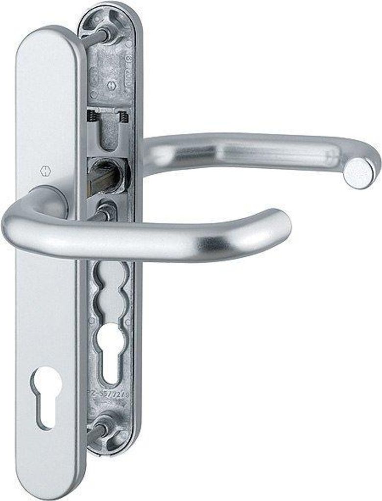 Hoppe FH-Drückergarnitur RR oval PZ E92 VK9 DIN Links-Rechts Paris RD-138GF/3357N F1 naturfarbig eloxiert mit Stütznocken Gleitlager AP TS 67-72m...