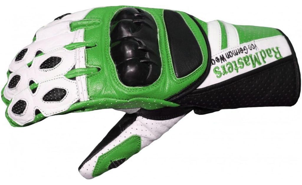 Motorradhandschuhe Motorrad Biker Handschuhe Lederhandschuhe, Größe:12=3XL, Farbe:Grün