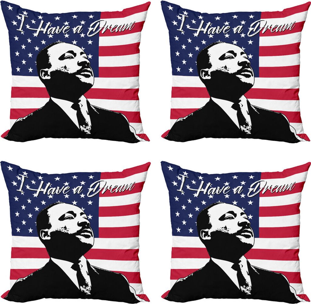 ABAKUHAUS Americana Kissenbezug Set (4 Stück), Martin Luther King, Moderner Doppelseitiger Digitaldruck, 60 cm x 60 cm, Mehrfarbig