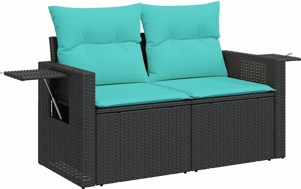 Langlebige 6-tlg. Garten-Sofagarnitur mit Kissen Schwarz Poly Rattan - Möbel626401 - Gartenlounge-Set, Gartenmöbelset, Sitzgruppe
