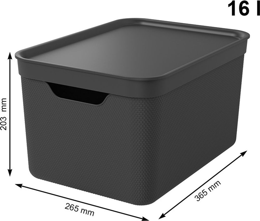 3er Set Dekobox mit Deckel DIN A4 JIVE, Farbe:Holzkohle Produktbild 4