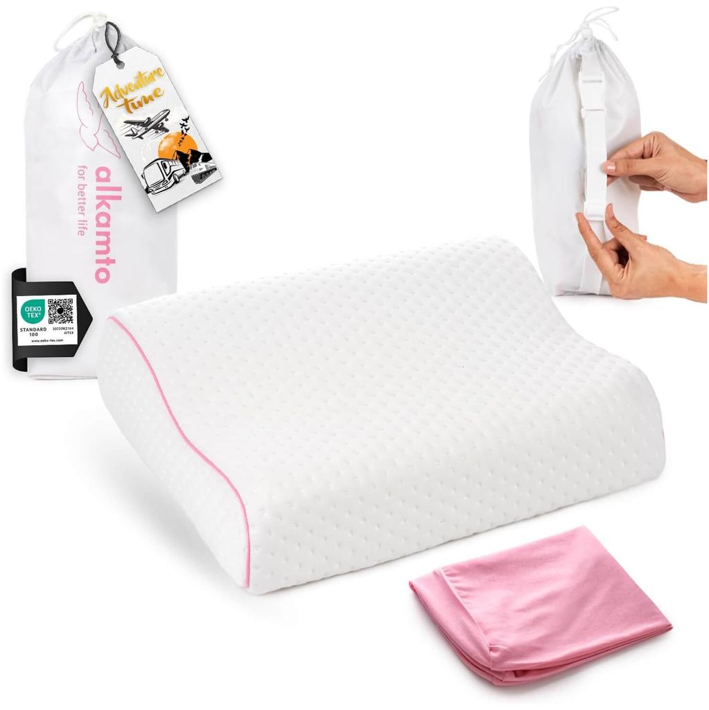 Alkamto Ergonomisches Reisekissen Memory-Schaum Rosa Produktbild 