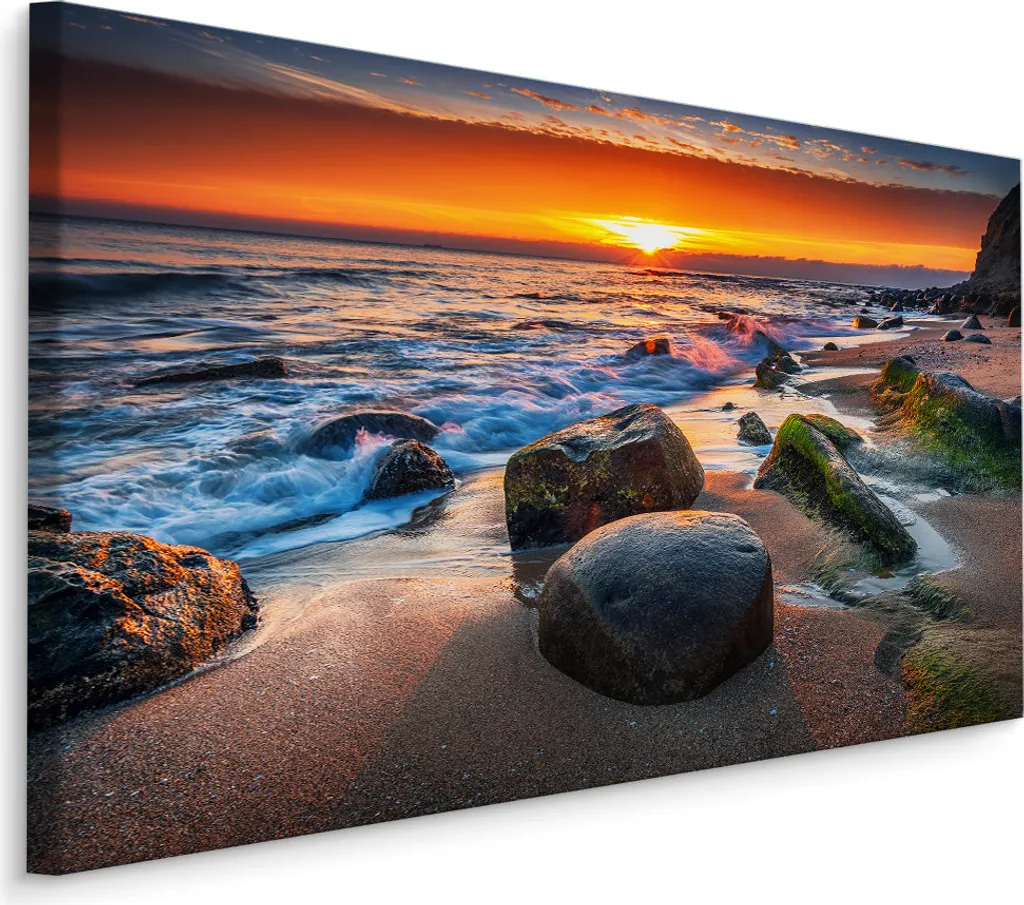 Visario Stampa Su Tela 120x80 Cm: Quadro Moderno Con Spiaggia, Pronto Da Appendere