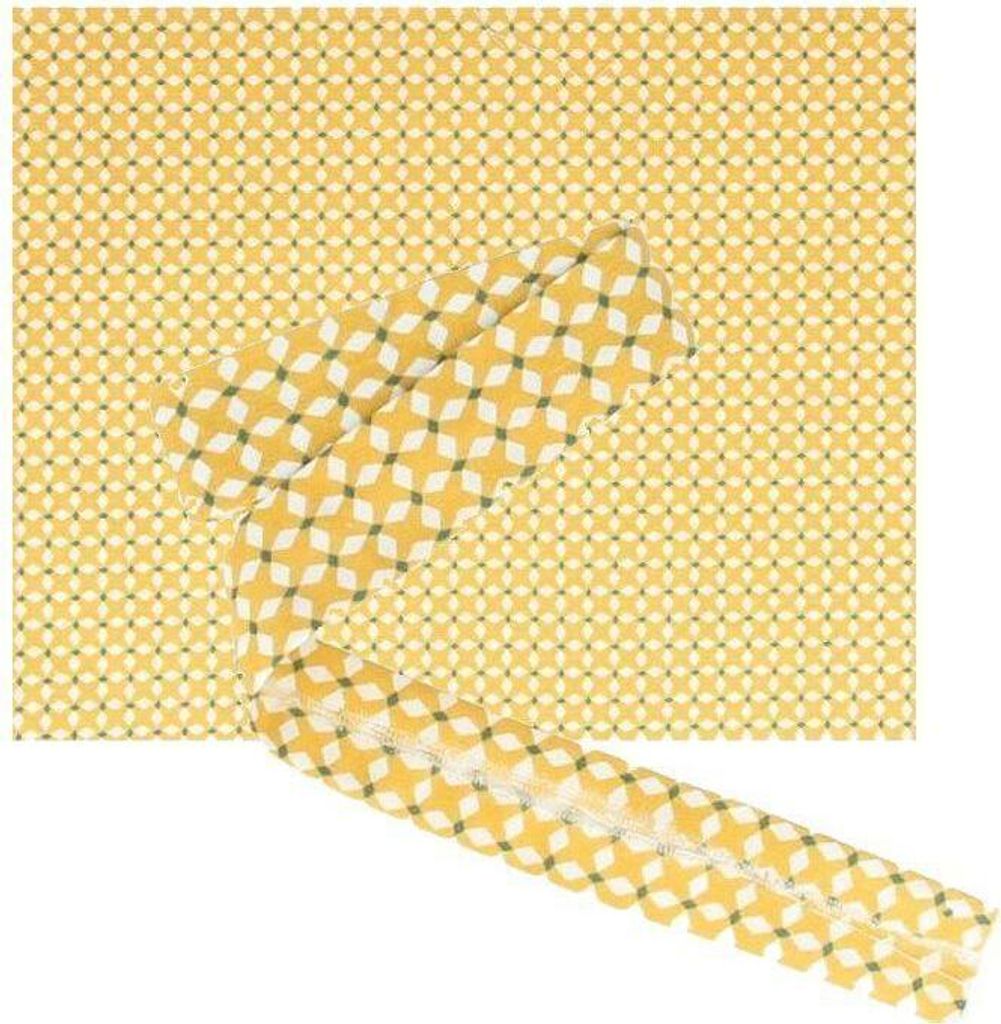 Stoff 55 x 45 cm + Schrägband 3 m x 2 cm - Gelbes Kreuz