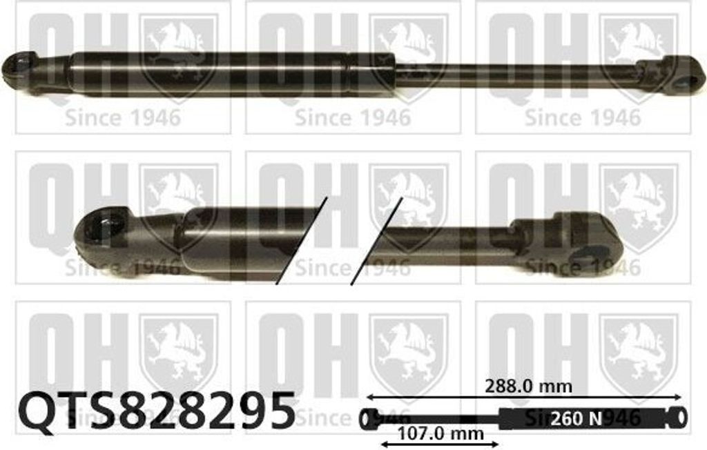 QUINTON HAZELL QTS828295 Gasfeder Heckklappendämpfer passend für PEUGEOT RCZ Coupe 288mm