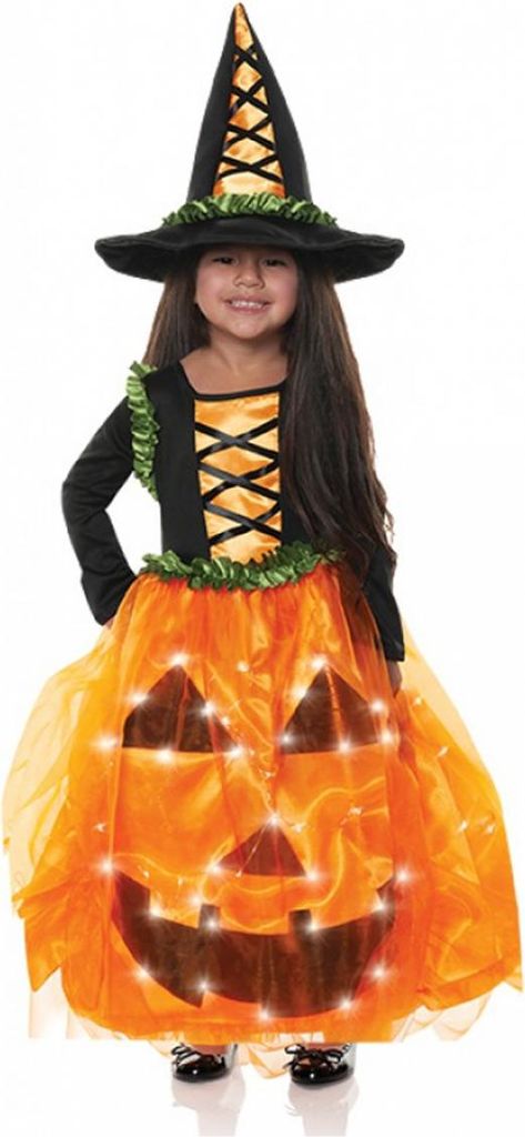 Leuchtendes Pumpkin Prinzessin Kinder Kostüm für Halloween Größe: L (10-12 Jahre)