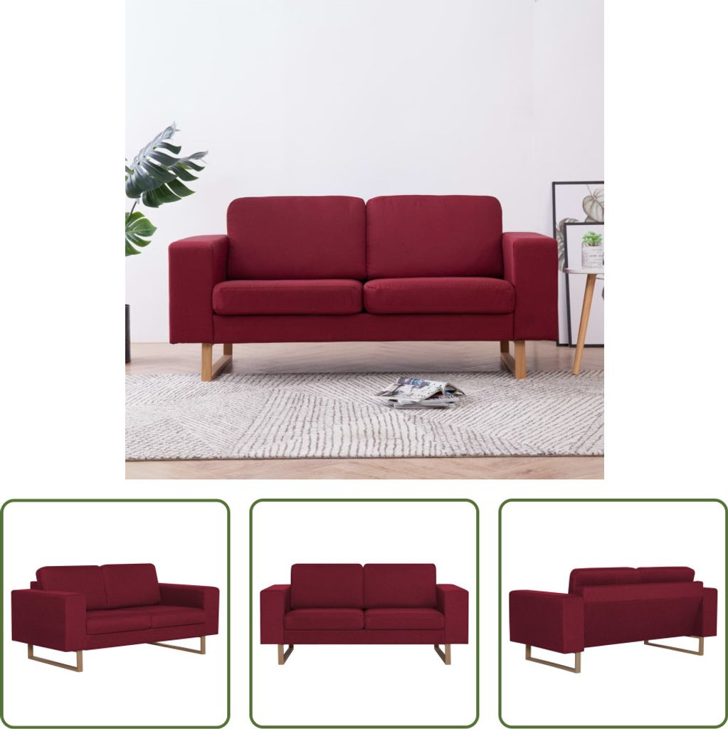 The Living Store 2-Sitzer-Sofa Stoff Weinrot