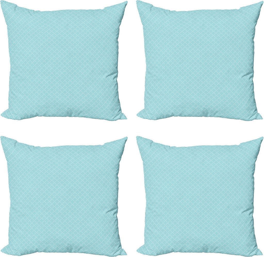 ABAKUHAUS Geometrisch Kissenbezug Set (4 Stück), Retro Overlap Rhombuses, Moderner Doppelseitiger Digitaldruck, 40 cm x 40 cm, Deep Sky Blau Weiß