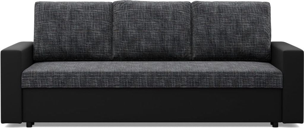 Sofa 3-Sitzer  mit Schlaffunktion LUNA, Schwarz + Schwarz Produktbild 