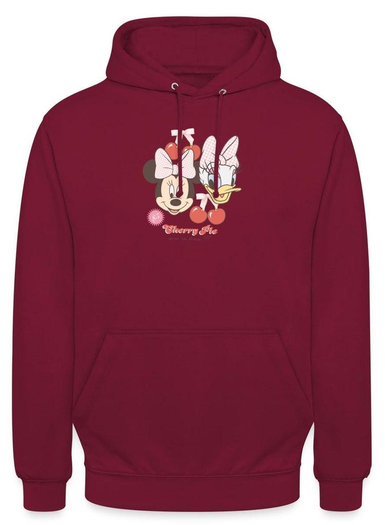 Mickey & Minnie Cherry Pie Minnie & Daisy Uni Hoodie, S, Bordeaux