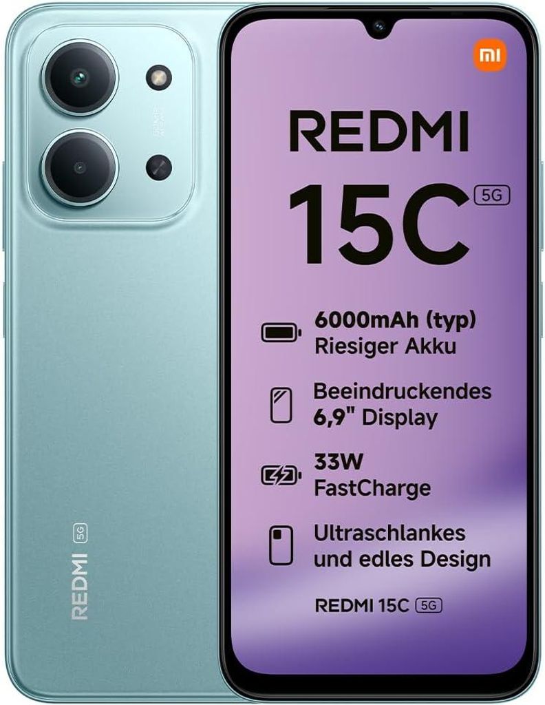 Smartphone Xiaomi Redmi 15C 4/128 GB, 6,9", 6000 mAh, verde Immagine del prodotto 