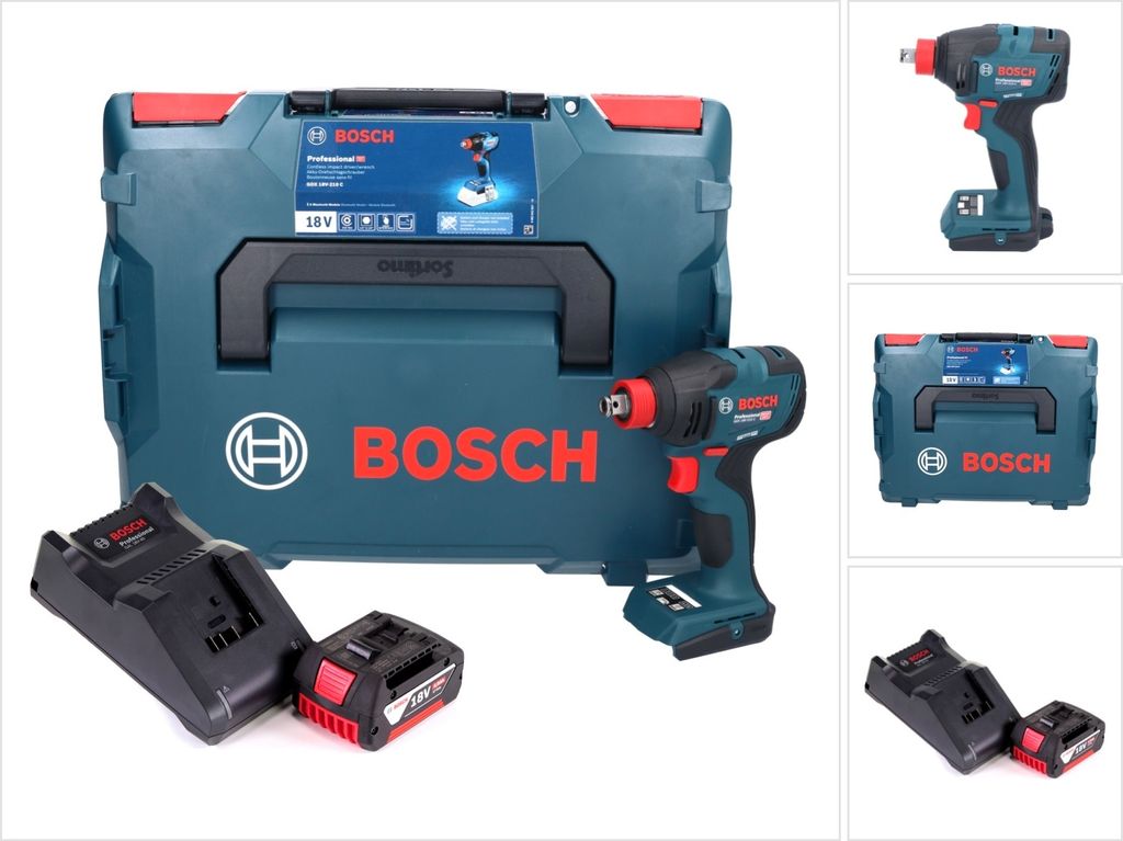 Bosch GDX 18V-210 C Professional Akku Drehschlagschrauber 18 V 210 Nm Brushless + 1x Akku 4,0 Ah + Ladegerät + Connectivity Modul + L-Boxx