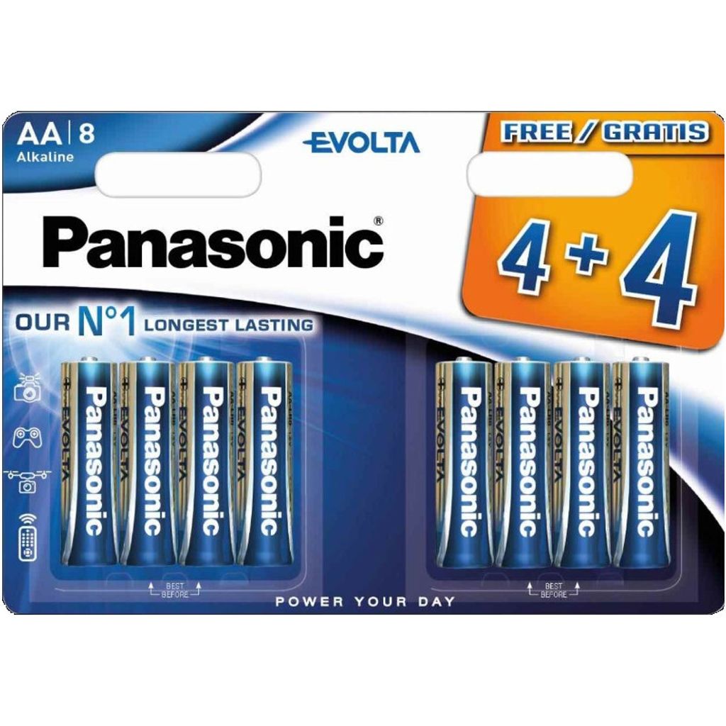 PANASONIC Alkalick baterie Evolta Platinum LR6EGE/8BW 4+4F Produktbild 