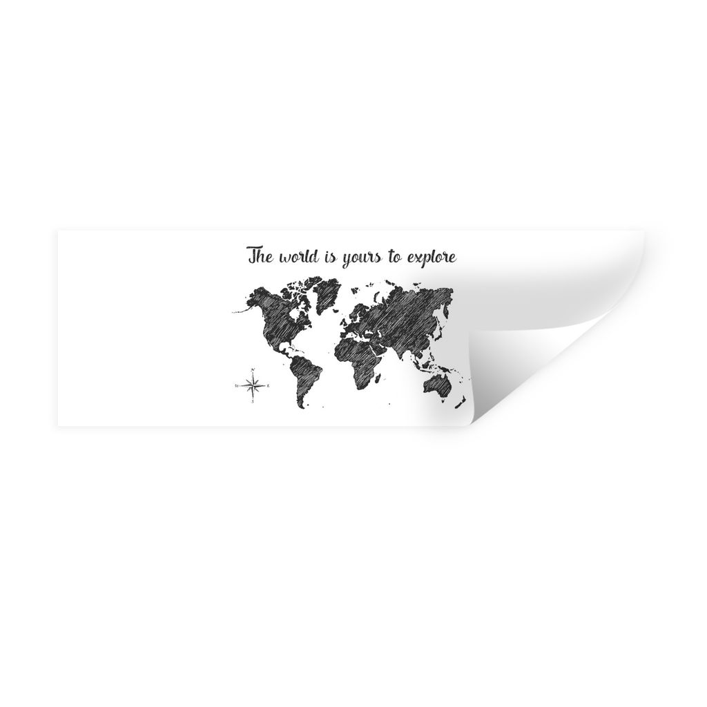 MuchoWow Wandtattoo Wandsticker Wandaufkleber Karte - Schwarz - Sprüche 150x50 cm Selbstklebend und Repositionierbar - Repositionierbar - Wasser...