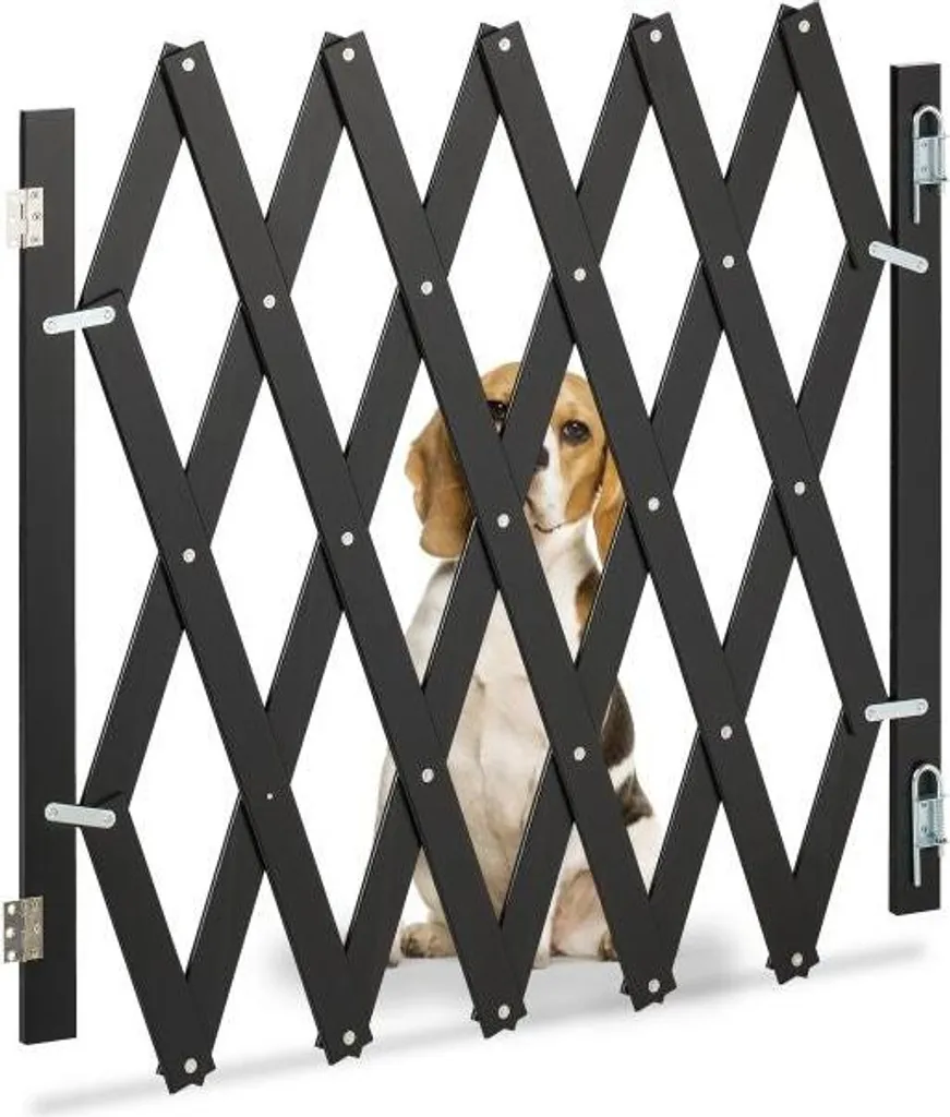Grille rétractable pour chien Noir - Barrière de sécurité 150x86 cm