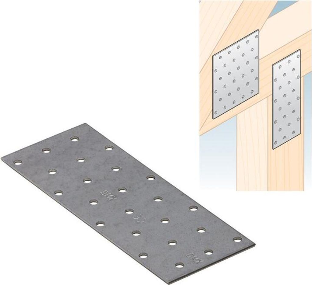 Lochplatte 160 x 60 x 2,00 mm Flachverbinder Holzverbinder Produktbild 