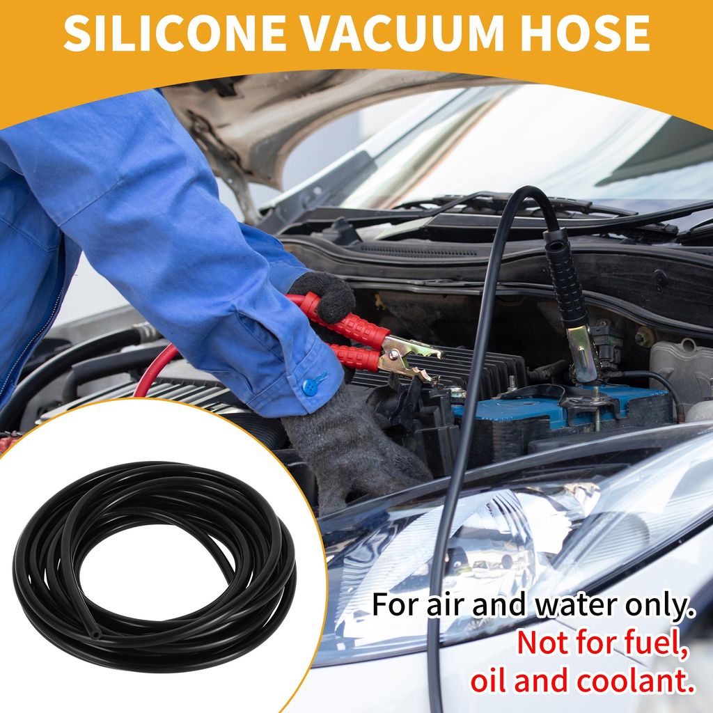 1 Stück 130PSI Maximaldruck Universeller Silikonschlauch für Vakuumschläuche für Autos, Hochtemperatursilikonschlauch Schwarz 16,4FT 1/8" 3mm I...