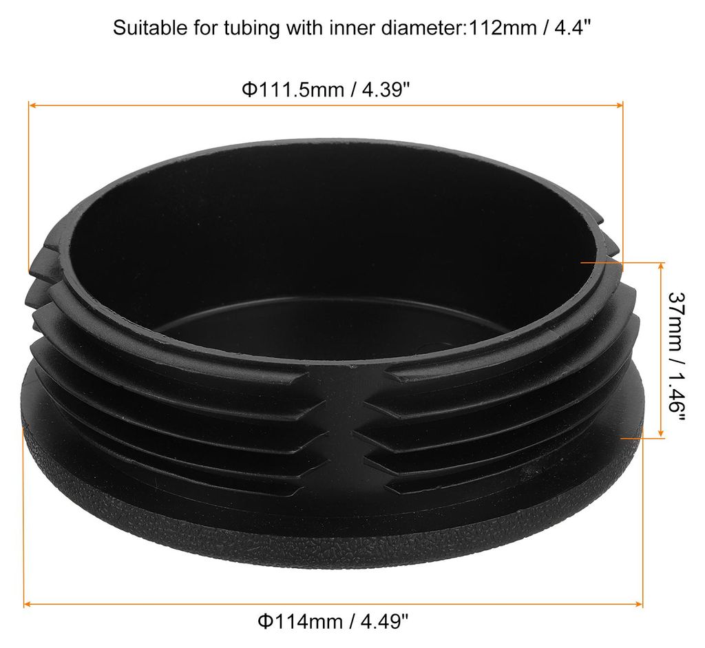 2 Stš¹ck runde Rohrstopfen, schwarze Lamellenstopfen, OD 114 mm Rohrabdeckung aus hochwertigem Kunststoff, Schutzkappen fš¹r Stuhl, Sofa, Tisch...