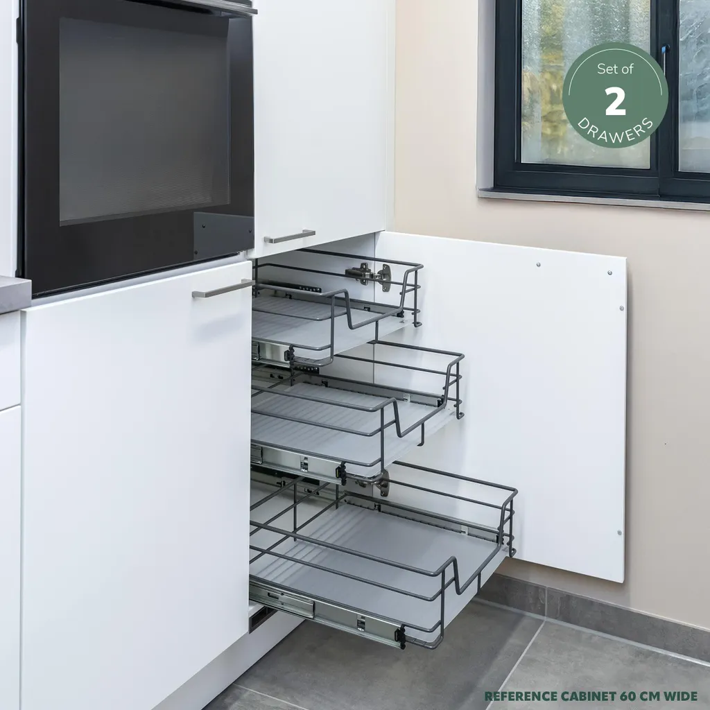 LZQ Cassetto telescopico da cucina, 2x 50cm, per armadio, camera da letto, cestello estraibile per armadietto