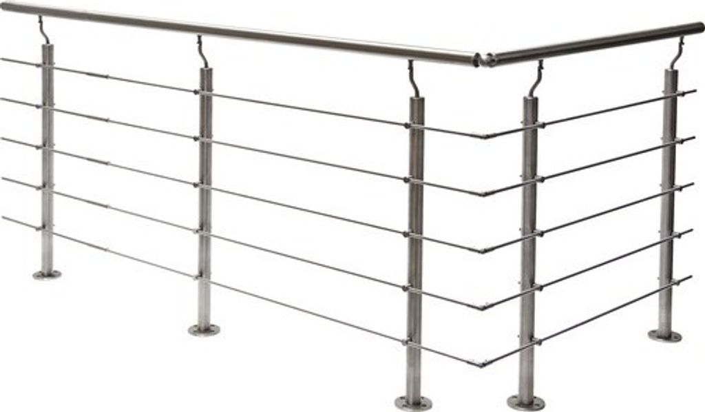 Pertura Geländer-Komplettset Hestia L-Form Edelstahl mit Rundstäbenfür Bodenmontage B: 6 m