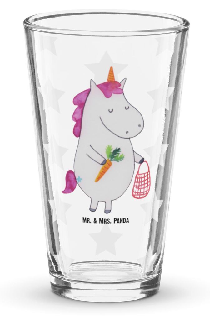 Mr. & Mrs. Panda Tumbler Einhorn Gemüse - Transparent - Geschenk, Trinkglas, Cocktailglas, Biomarkt, Wochenmarkt, Glas, Unicorn, Bierglas, Wasserg...